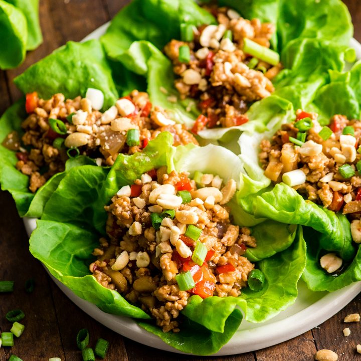 Top 10 Recipes #7 - asian chicken lettuce wraps on a plate