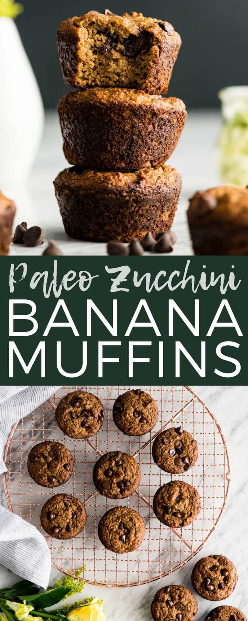 Paleo Zucchini Banana Muffins! The perfect healthy breakfast recipe that delivers a serving of fruits AND veggies! Paleo, gluten-free & dairy-free! #paleo #zucchini #banana #muffins #glutenfree #grainfree #dairyfree #vitamix