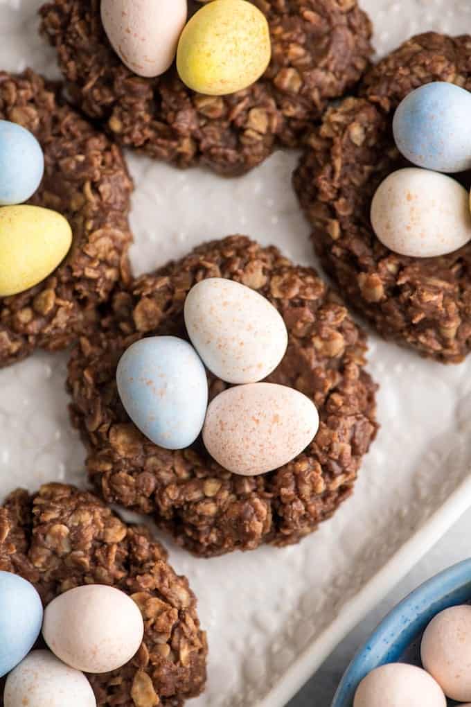 Healthy No-Bake Chocolate Peanut Butter Easter Nest Cookies ...