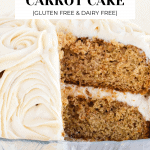 Sideview of piece cut out from carrot cake.
