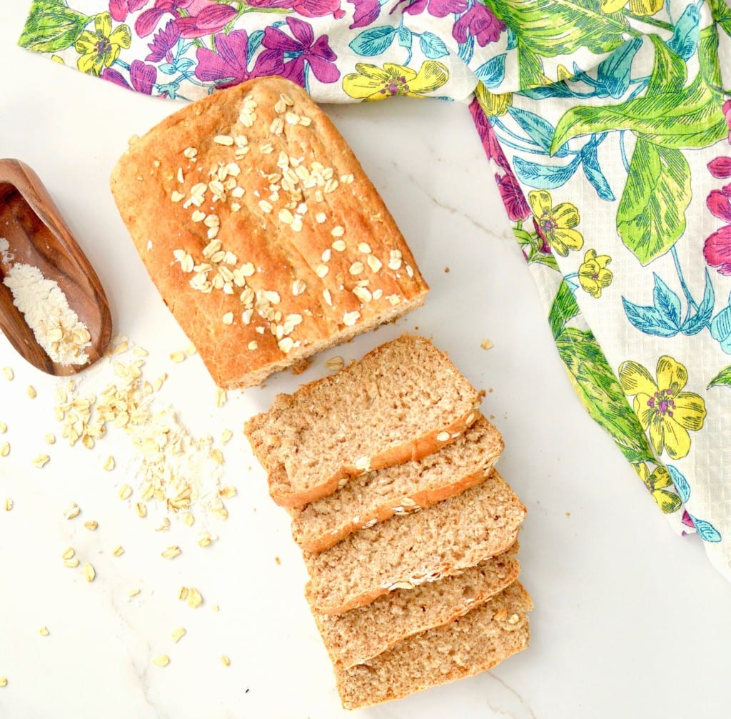 Homemade Honey Oatmeal Bread Recipe! This bread is made using whole wheat flour and oatmeal. It's dairy-free, refined-sugar free and out of this world delicious! 