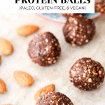 Almond Butter Protein Balls finished image with almonds.