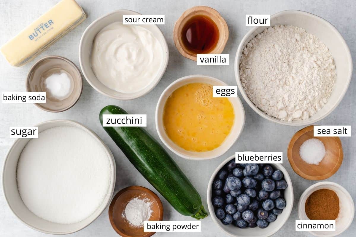 ingredients in this Blueberry Zucchini Bread recipe