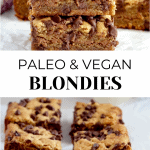 2 blondies stacked on top and 6 blondies in rows of three on the bottom.