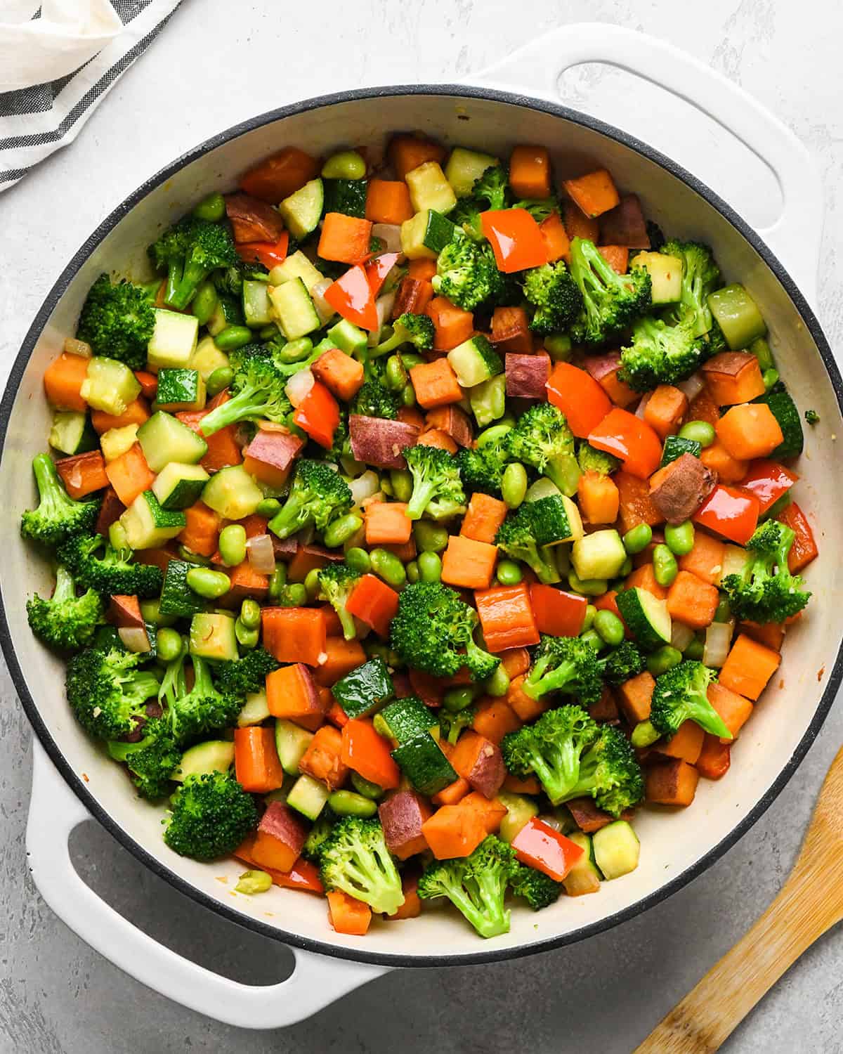 how to make Sweet Potato Stir Fry - after vegetables have cooked