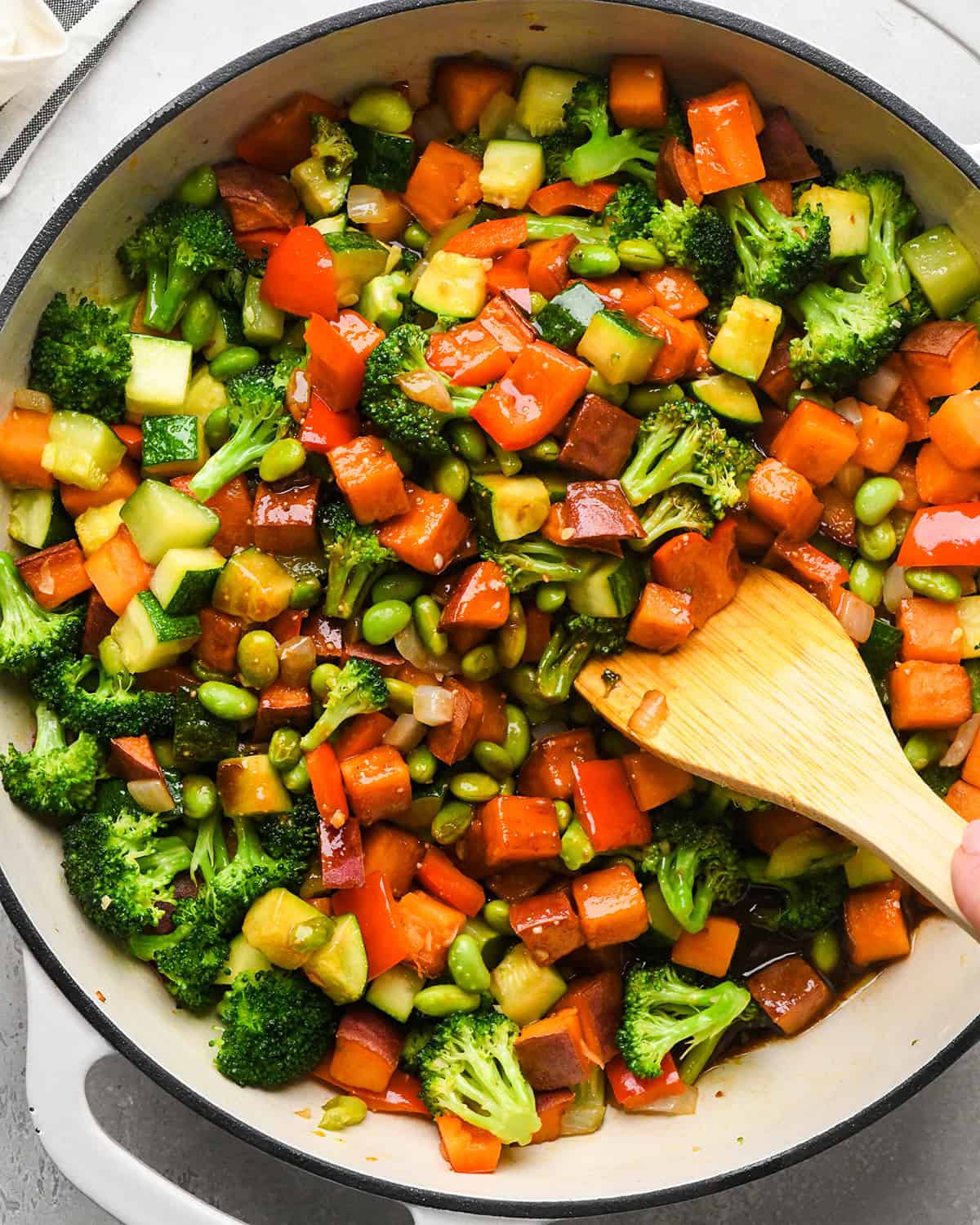 how to make Sweet Potato Stir Fry - after sauce has been stirred in