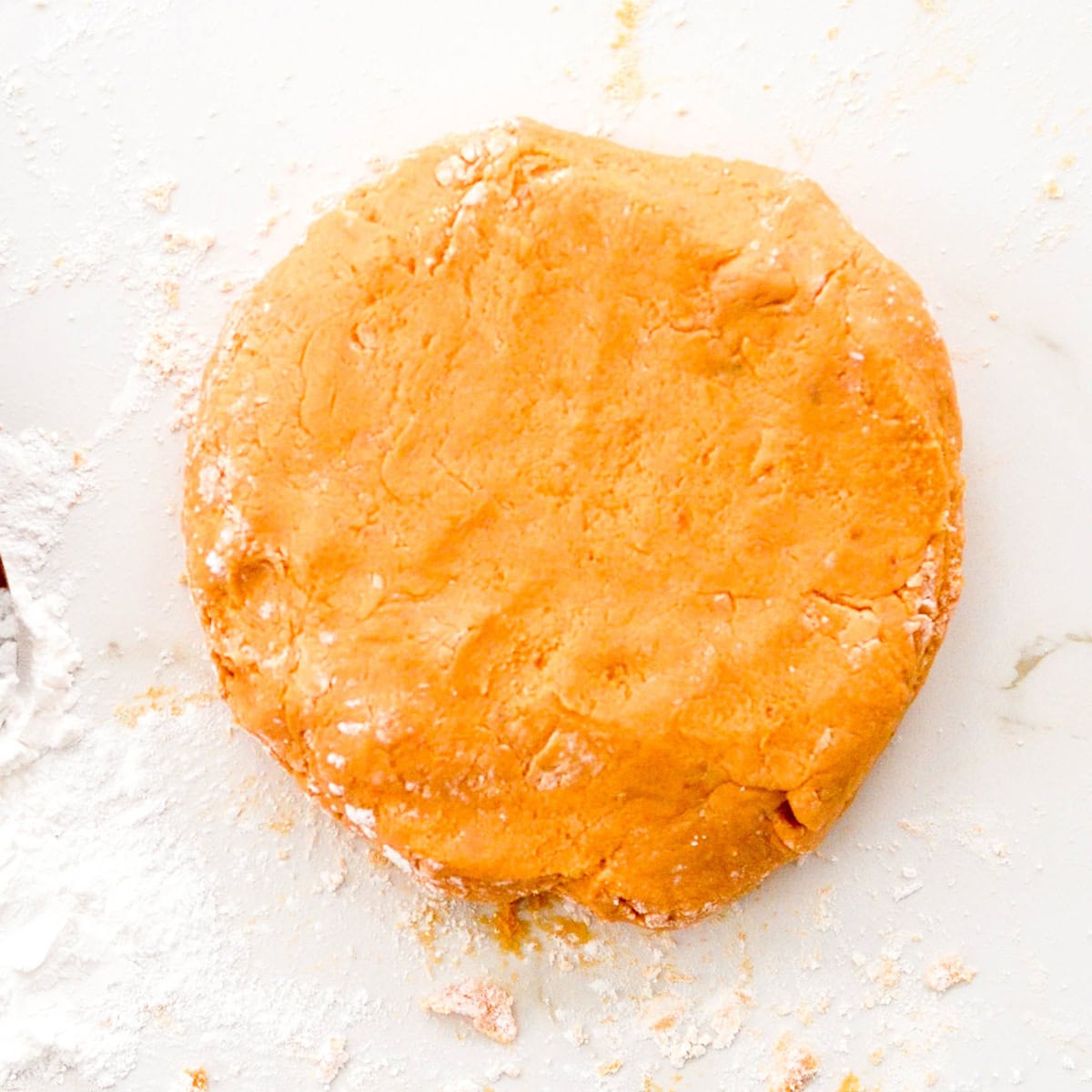 Paleo Sweet Potato Gnocchi dough in a round disc