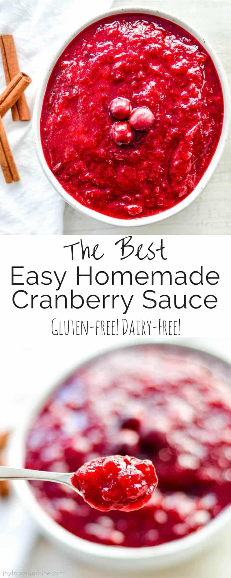 The best Homemade Cranberry Sauce recipe you will ever make, and a must-have recipe for your holiday celebrations! Never buy cranberries in a can again! Gluten-free & vegan!