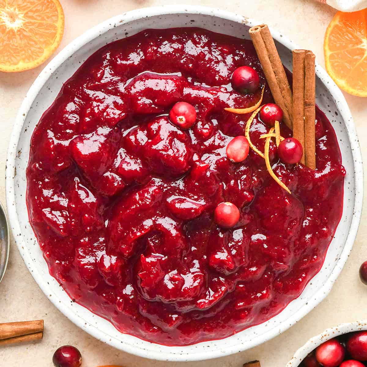 a bowl of homemade cranberry sauce