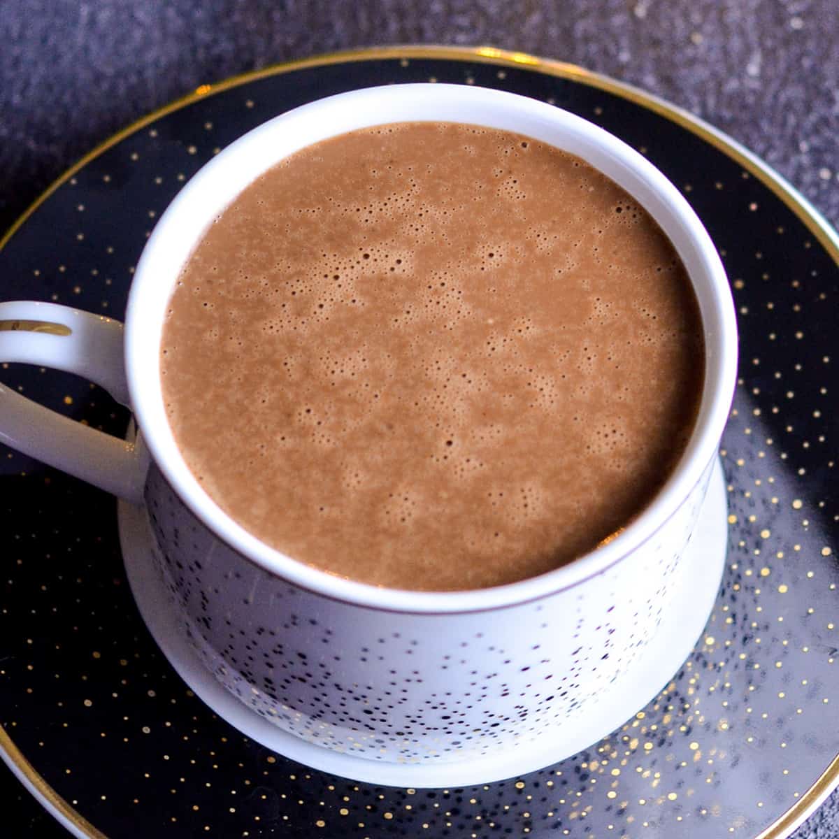 a mug of dairy free hot chocolate 