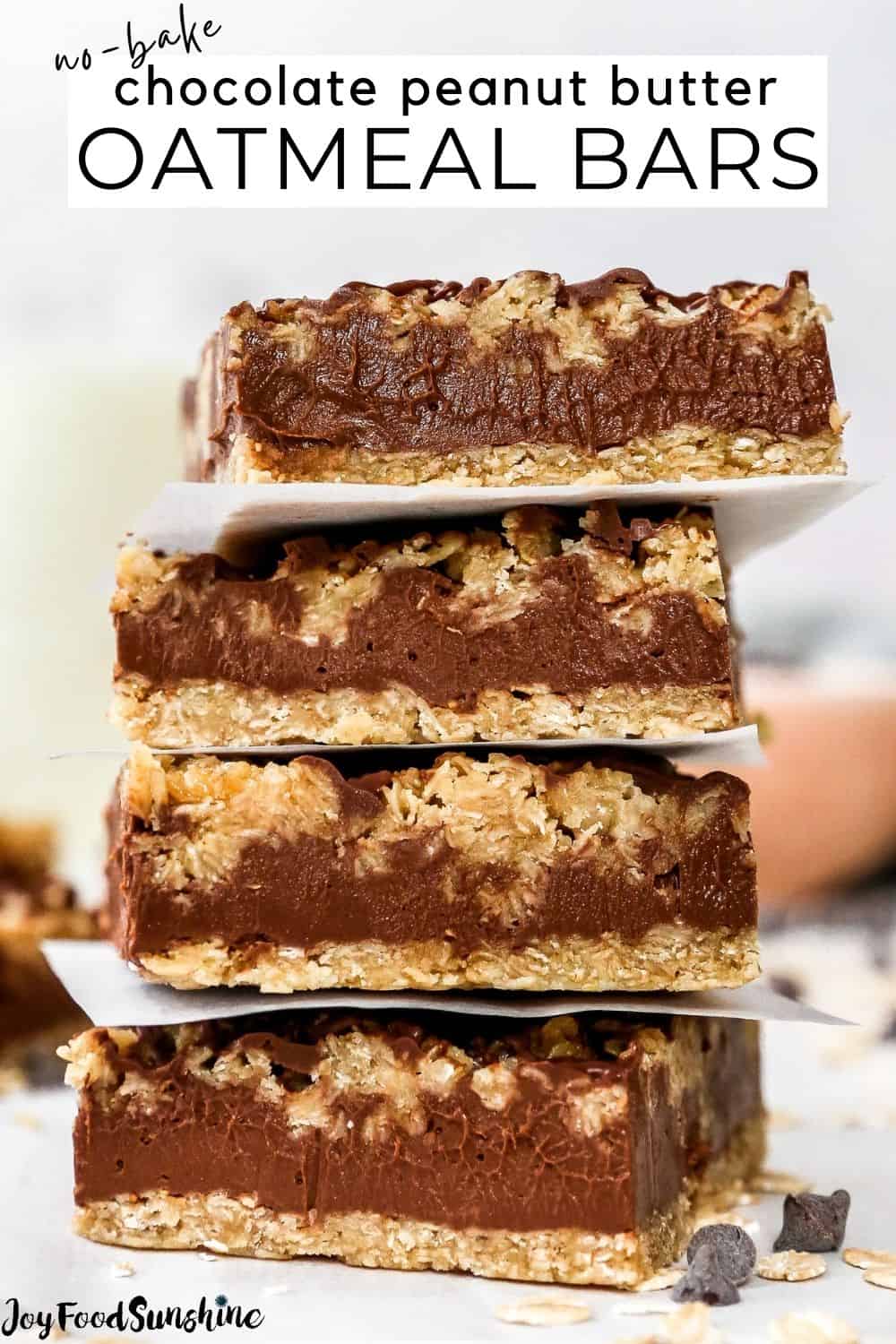 No-Bake Chocolate Peanut Butter Oatmeal Bars - JoyFoodSunshine
