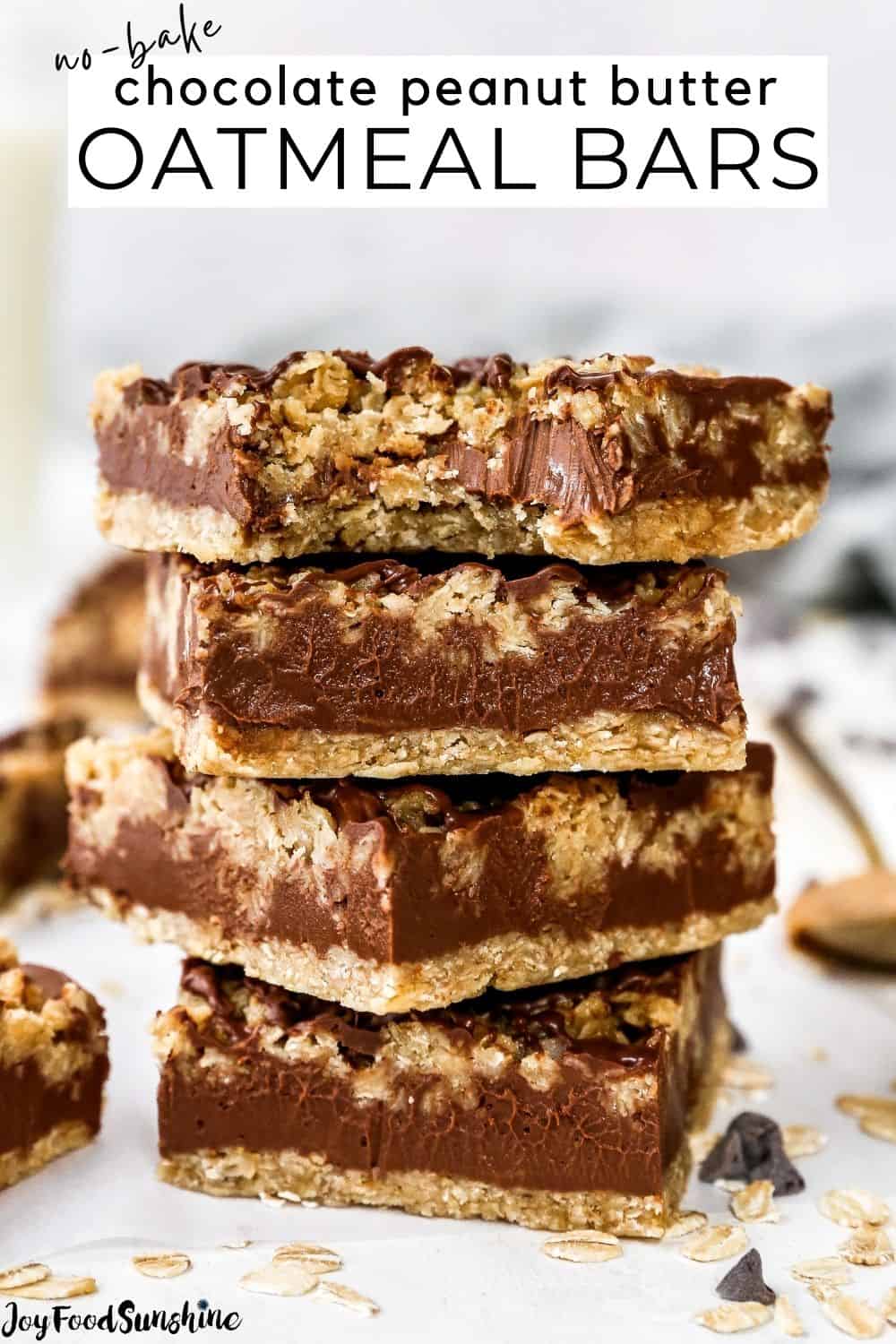 No-Bake Chocolate Peanut Butter Oatmeal Bars - JoyFoodSunshine