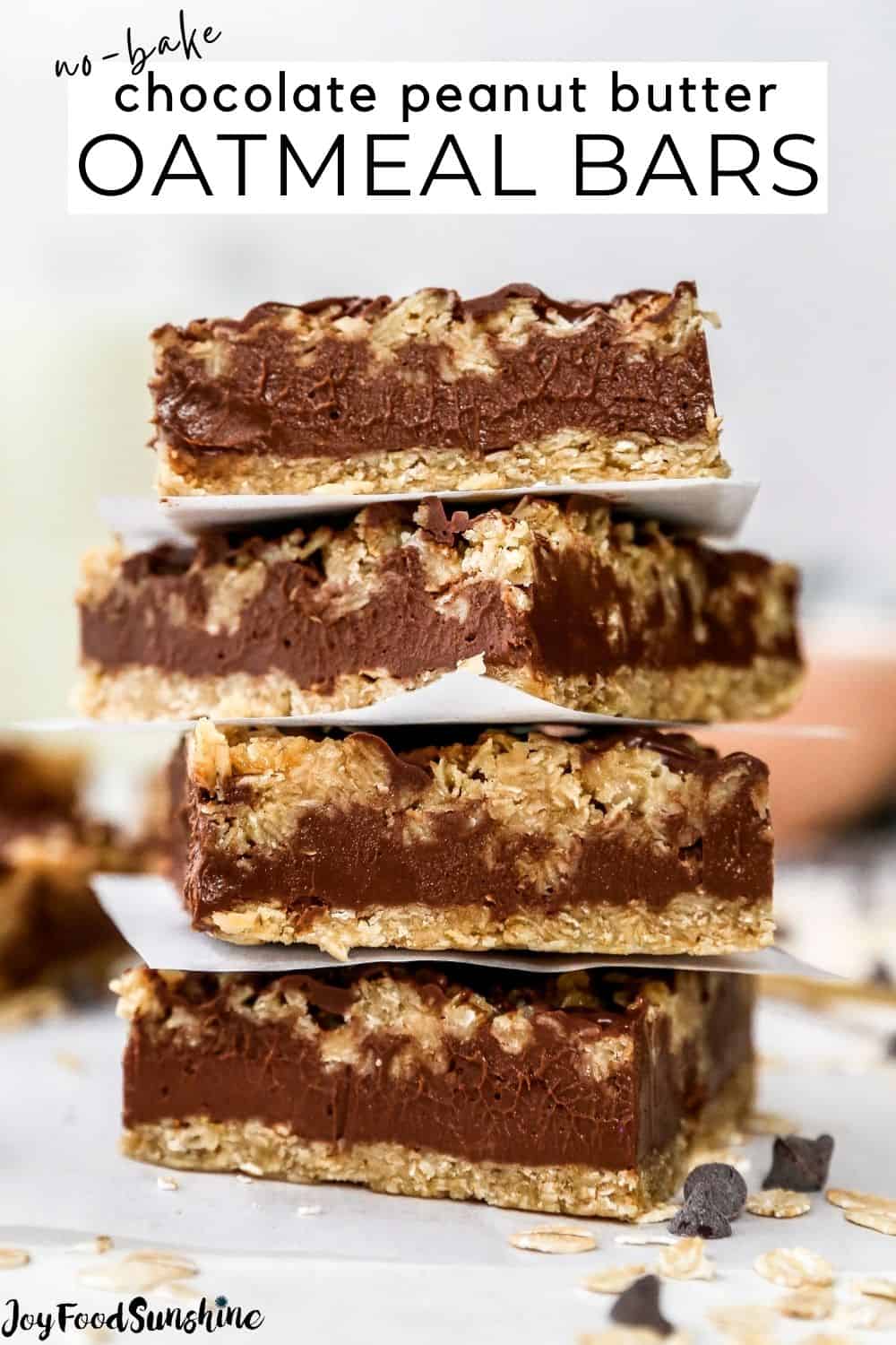 No-Bake Chocolate Peanut Butter Oatmeal Bars - JoyFoodSunshine