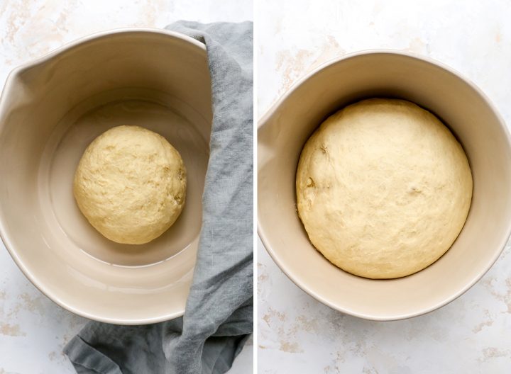 two overhead photos showing How to make Povitica Bread Recipe