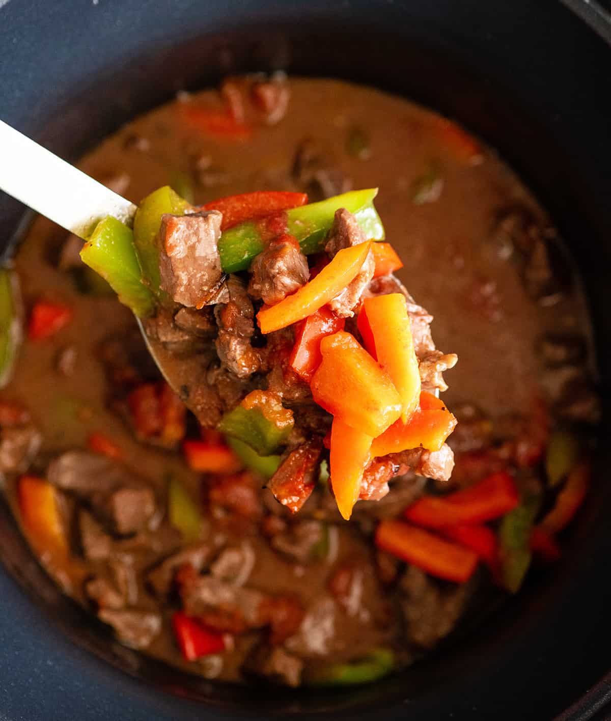 Slow Cooker Pepper Steak - Jo Cooks