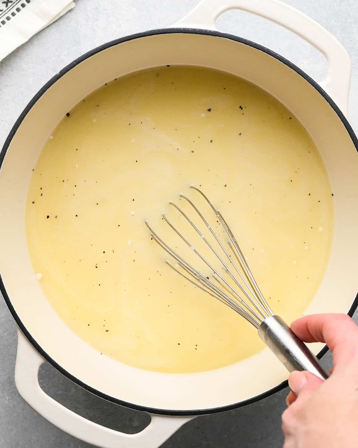 making Chicken Pot Pie Soup - after milk mixture has been added before mixing