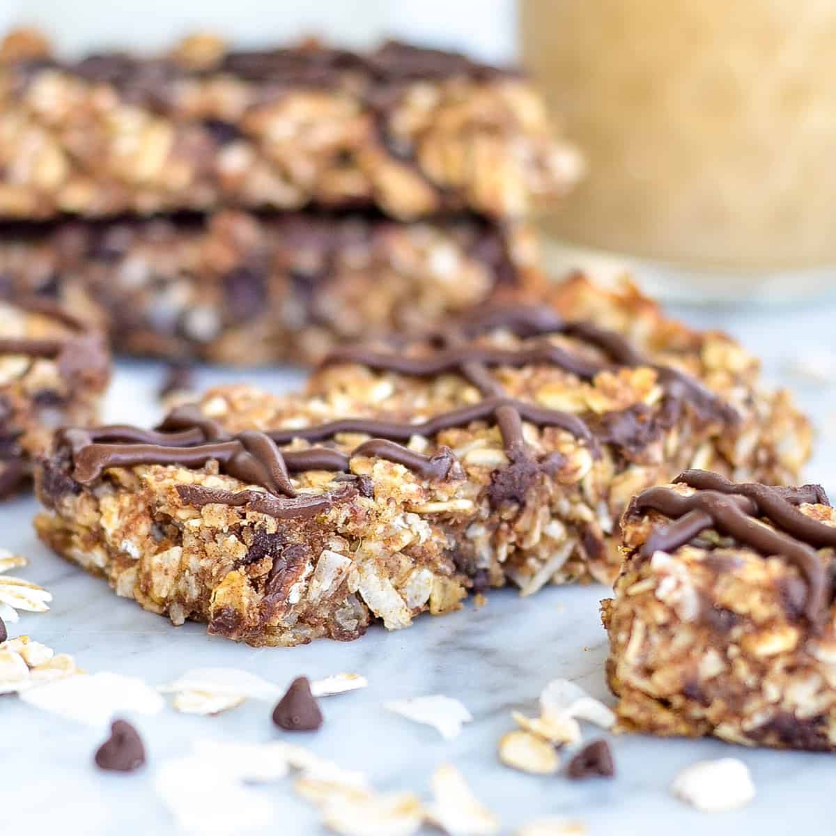 front view of a Homemade Peanut Butter Granola Bar recipe with others around it