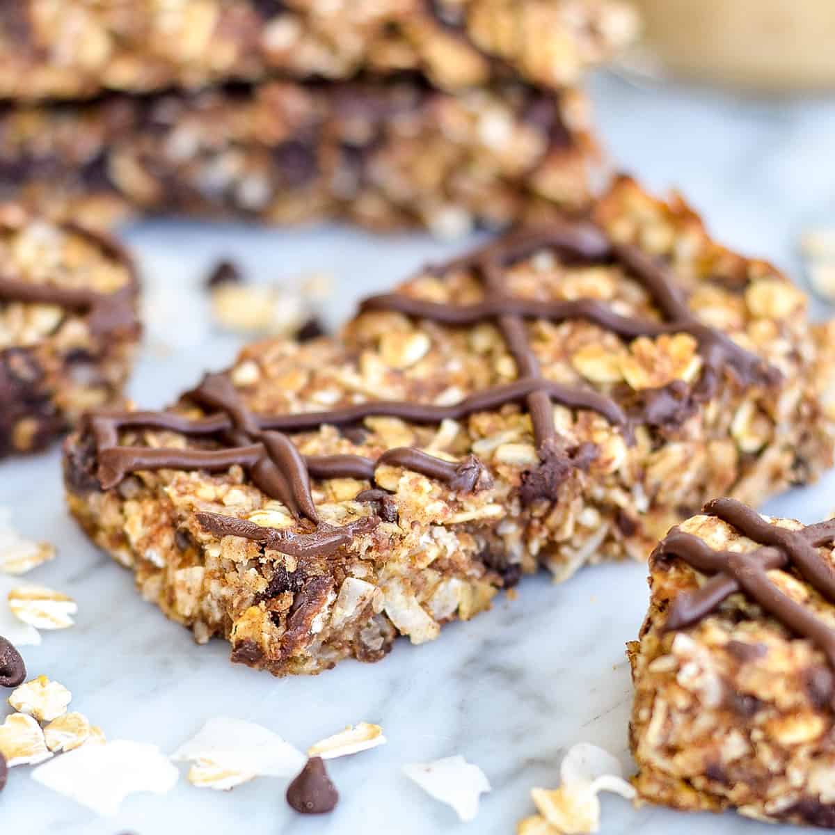 front view of a Homemade Peanut Butter Granola Bar recipe with others around it