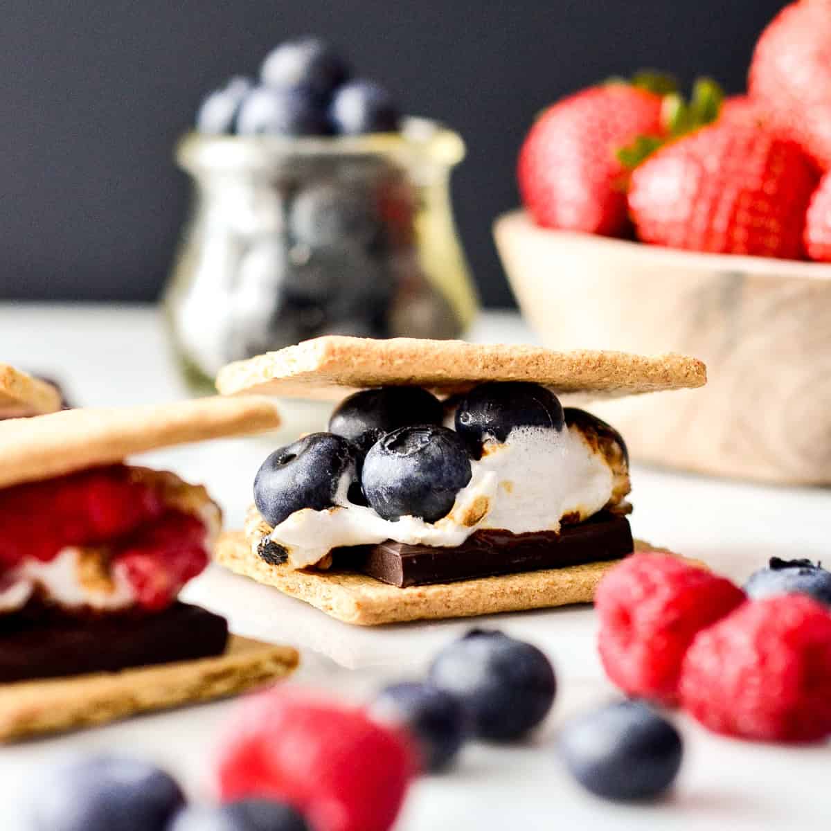 one Berry S'more with blueberries 