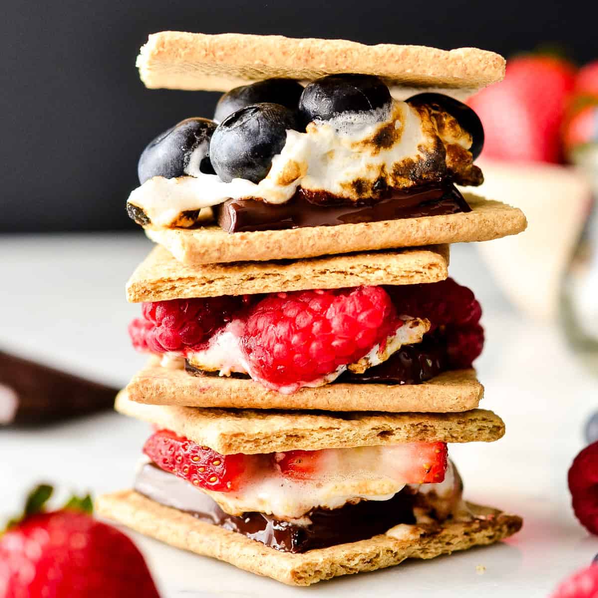 a stack of 3 Berry S'mores