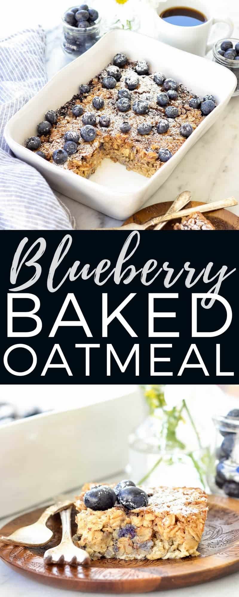 This Blueberry Baked Oatmeal recipe is the perfect make-ahead breakfast to feed a crowd! The addition of Greek yogurt and almond meal make it high-protein! It’s gluten-free and refined sugar free, and totally customizable! #glutenfree #bakedoatmeal #breakfast #healthybreakfast #healthyrecipe #blueberries #greekyogurt
