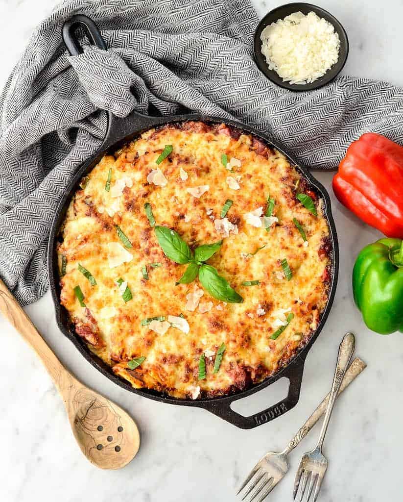 Balsamic Tortellini Bake with Sausage & Peppers