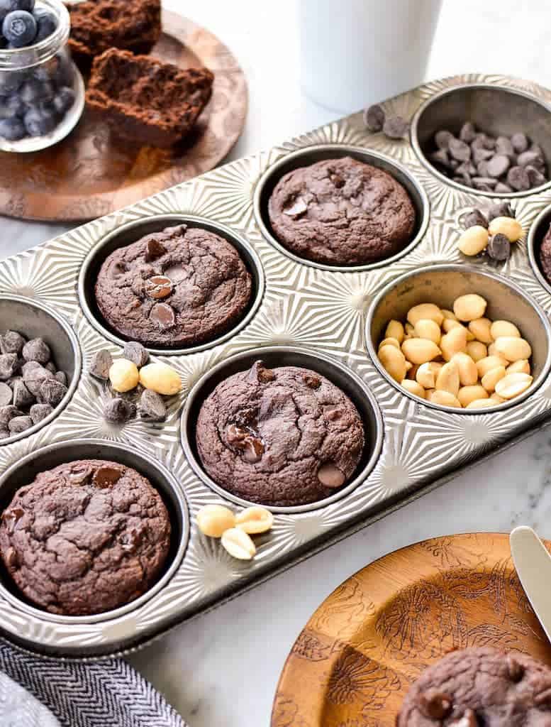 Peanut Butter Chocolate Zucchini Muffins JoyFoodSunshine