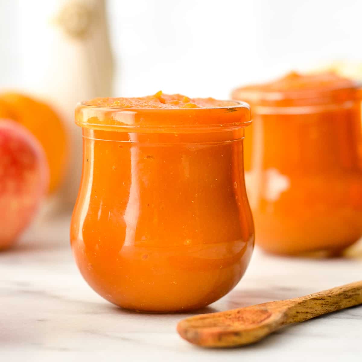 Front view of two jars of Homemade Apple & Pumpkin Baby Food
