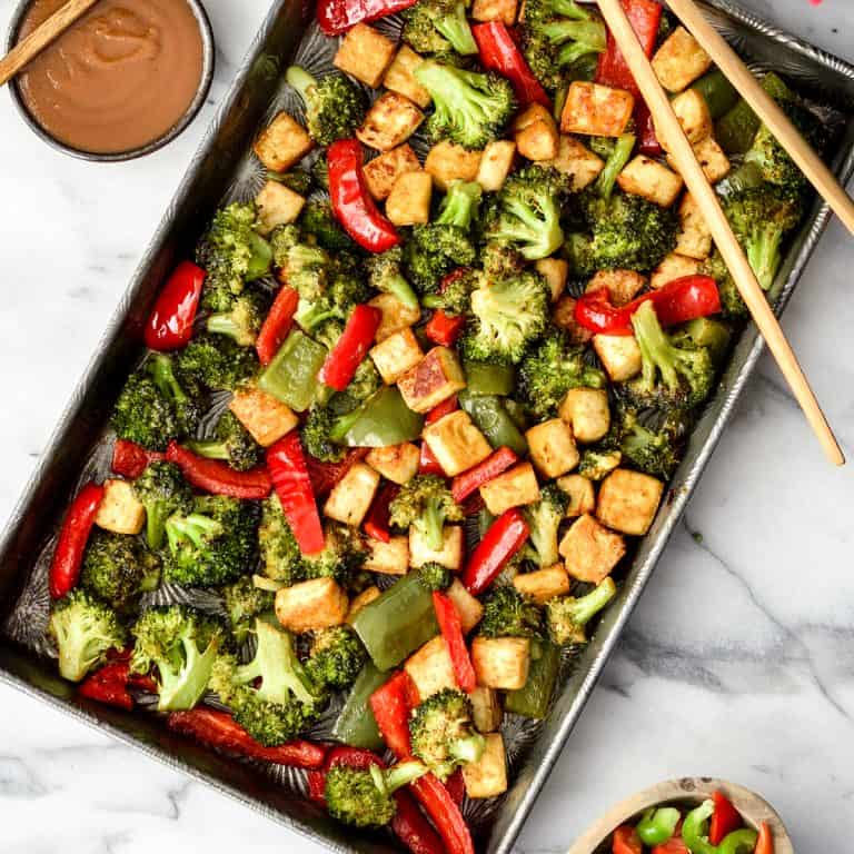 Baked Crispy Tofu & Peanut Sauce Stir Fry JoyFoodSunshine