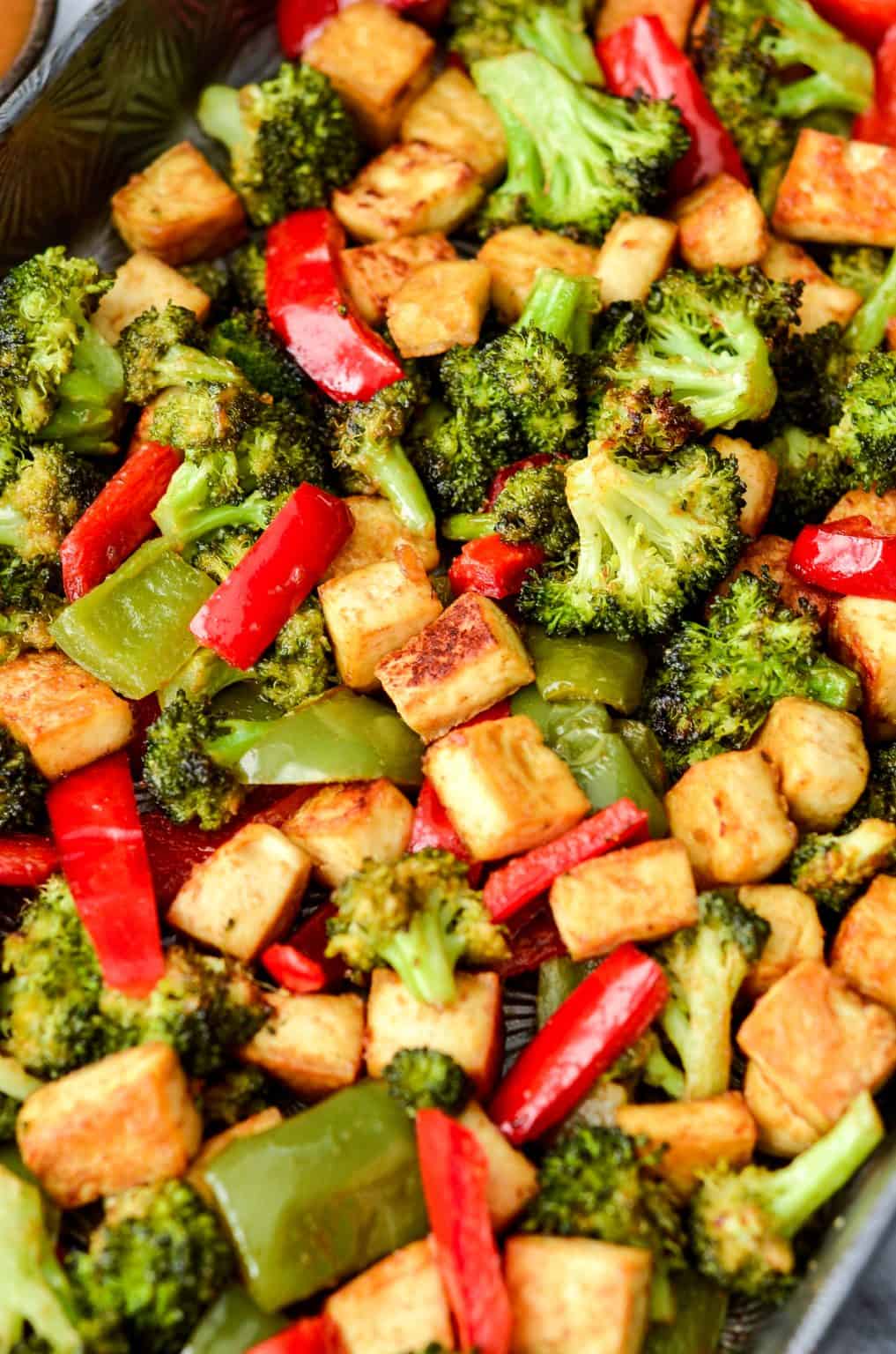 Baked Crispy Tofu & Peanut Sauce Stir Fry JoyFoodSunshine
