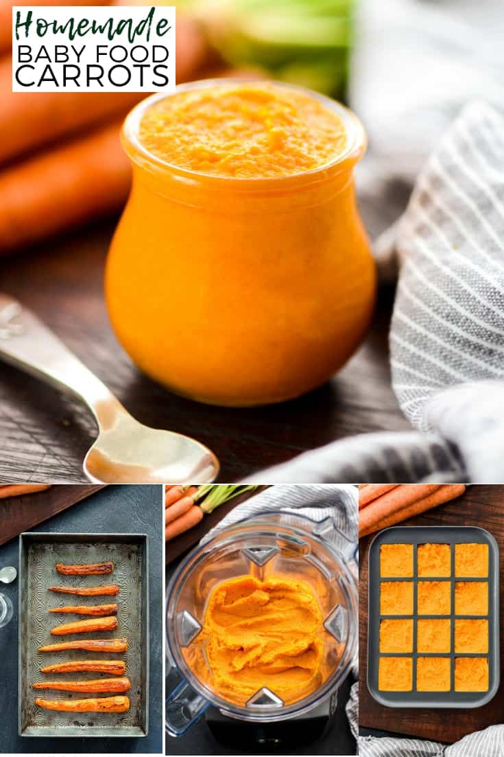 Homemade Baby Food Carrots are so easy to make and only contain two ingredients...organic carrots and water! Plus they taste worlds better than store-bought varieties! #babyfood #homemade #carrots #vitamix #blender
