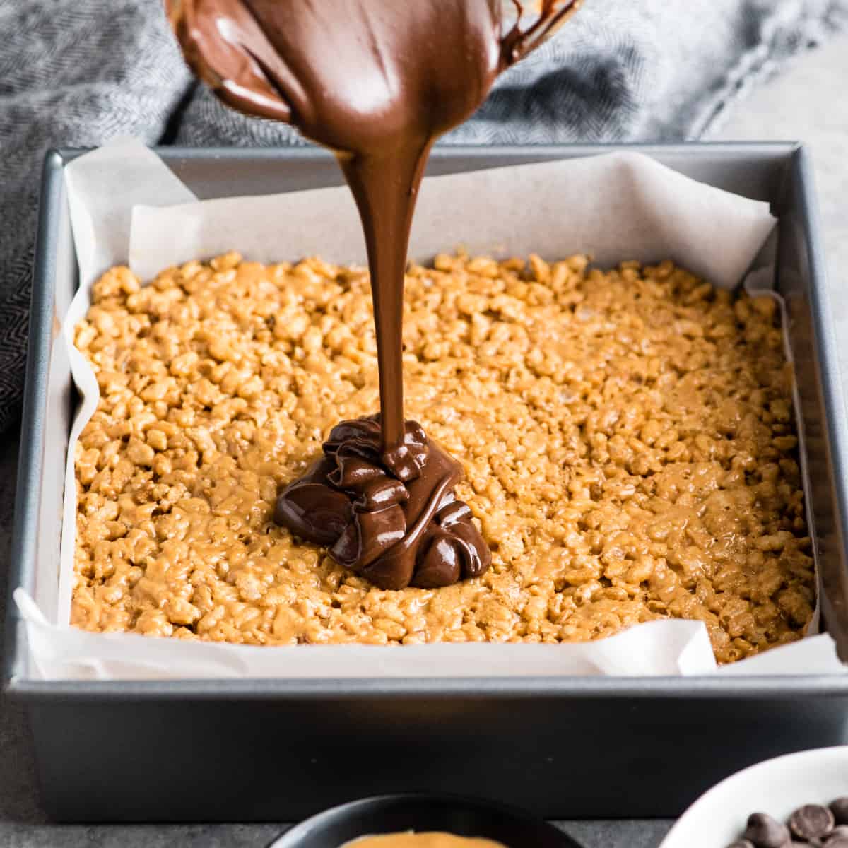 photo showing how to make healthy peanut butter rice crispy treats