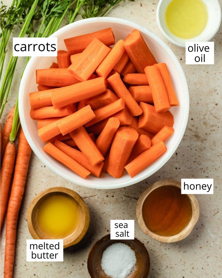 ingredients in this honey roasted carrots recipe