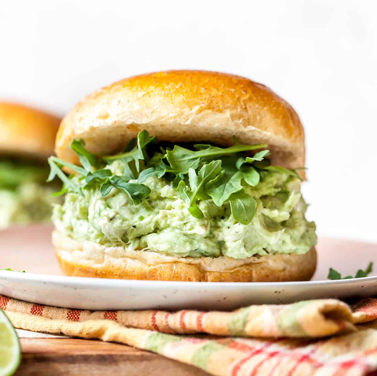 front view of an Avocado Chicken Salad sandwich