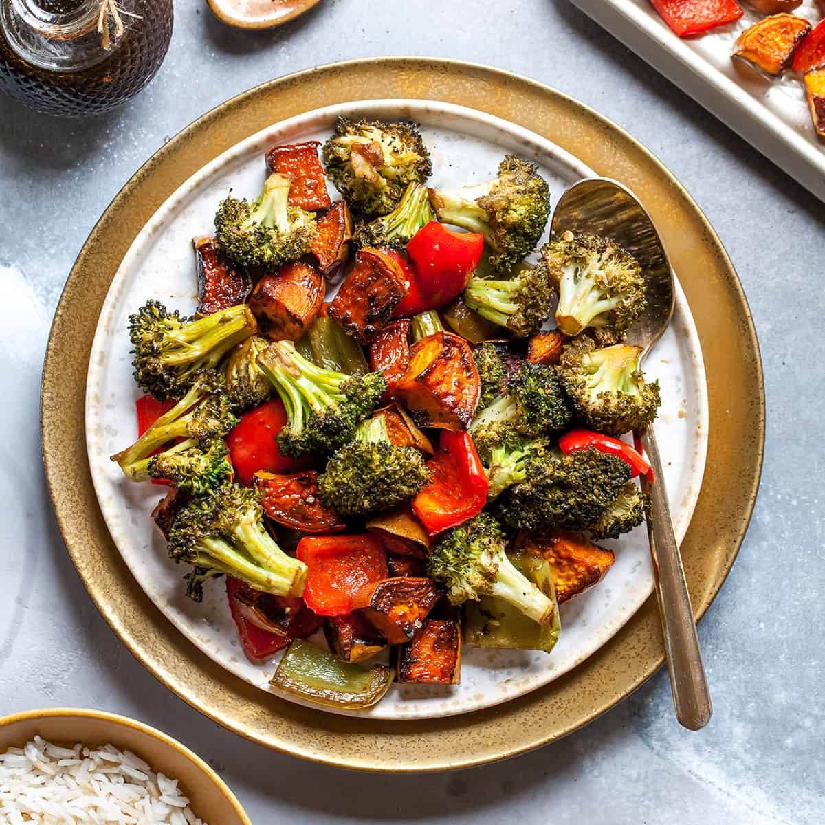 a plate of balsamic roasted vegetables