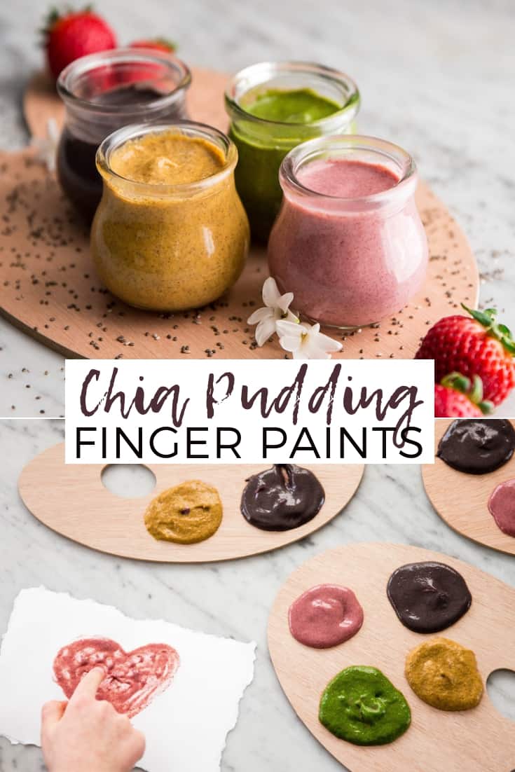 This Homemade Chia Pudding Finger Paint is edible fun for kids of all ages! It’s a great activity when you’re stuck inside on a cold or rainy day, and is made with natural, nutritious ingredients! #fingerpaint #homemade #pudding #chia #healthy #glutenfree #vegan #dairyfree #paleo #kidfriendly #vitamix @vitamix