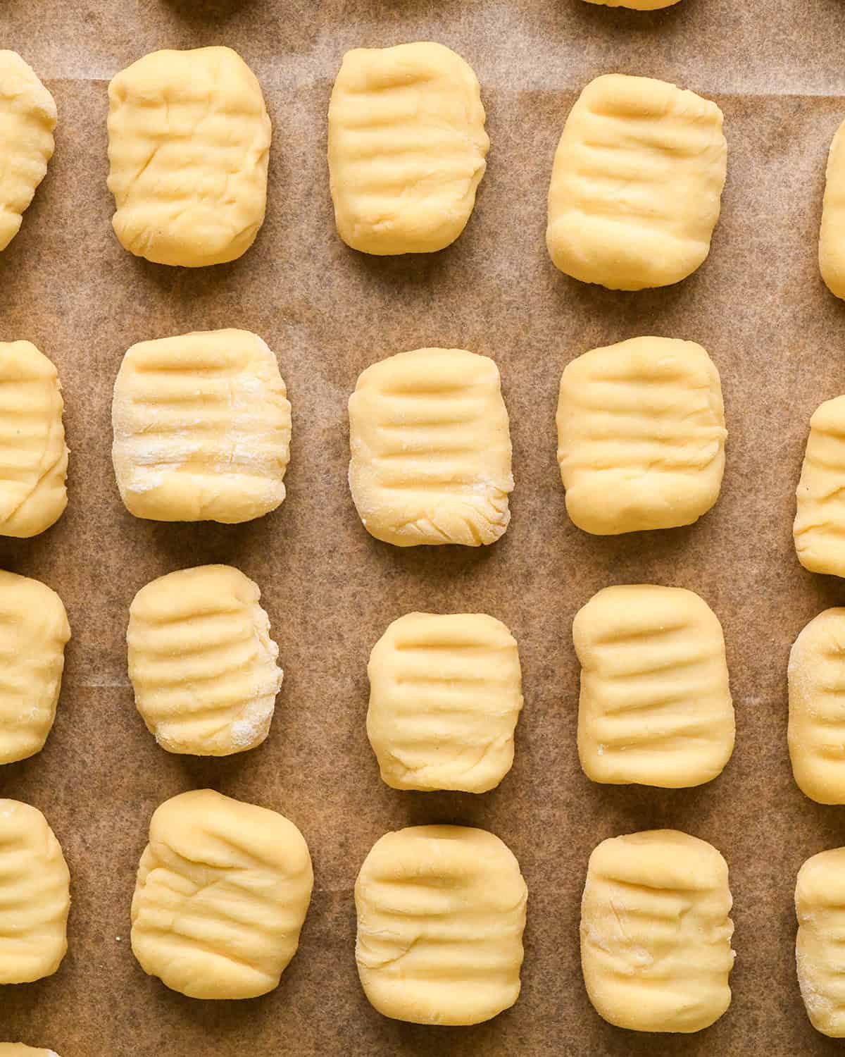 Potato Gnocchi on a baking sheet