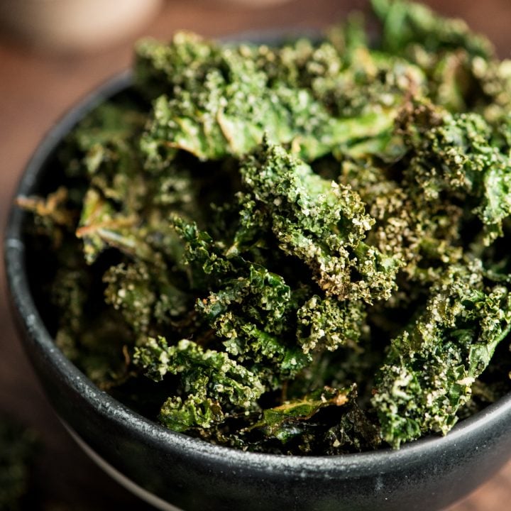baked kale chips in a bowl 