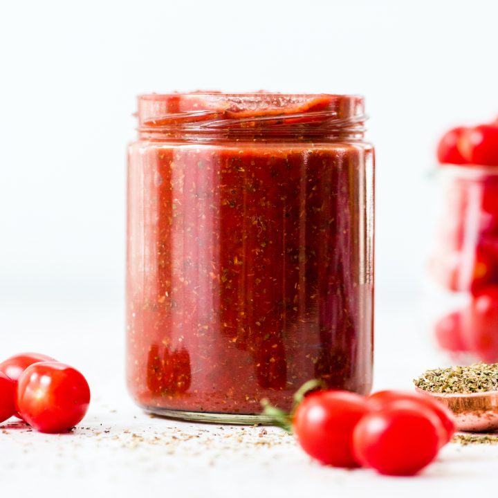 Top 10 Recipes #4 - homemade pizza sauce in a glass jar 