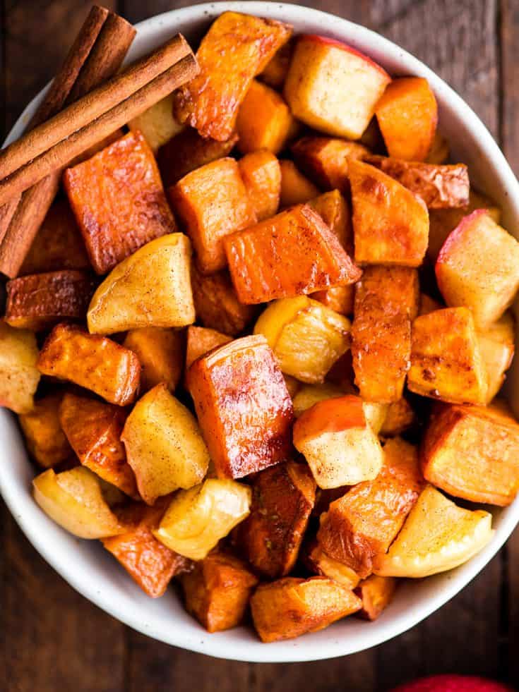 Roasted Apple Cinnamon Sweet Potatoes
