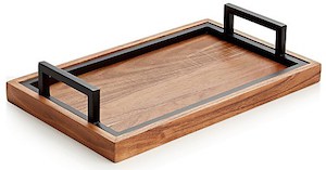 wood and metal serving tray
