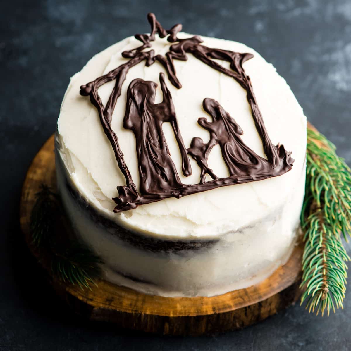 front overhead view of a Nativity Cake (Birthday Cake for Jesus)!