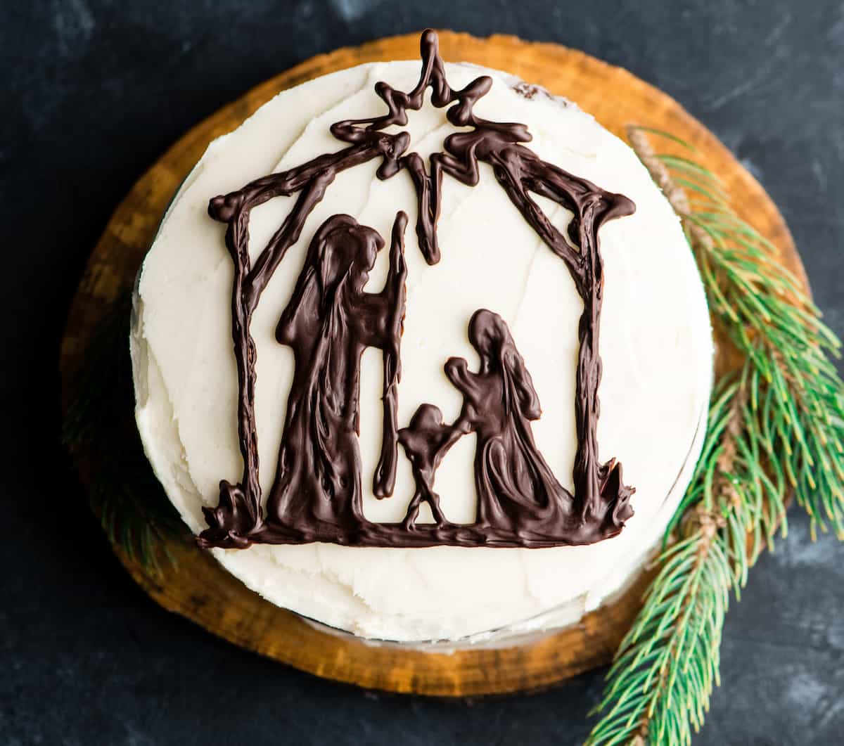 overhead view of a Nativity Cake (Birthday Cake for Jesus)!