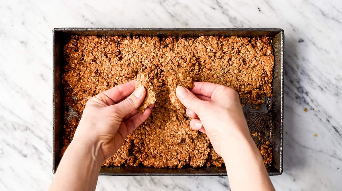 overhead photo showing how to make peanut butter granola