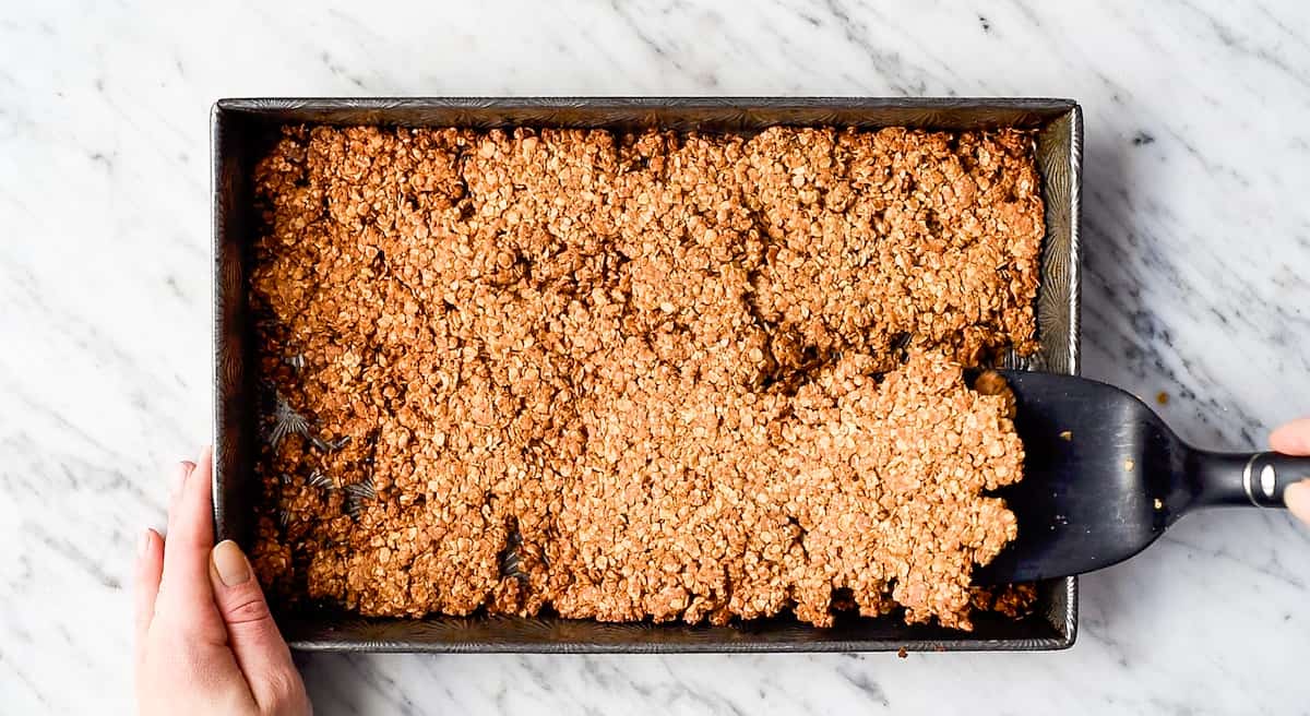 overhead photo showing how to make peanut butter granola