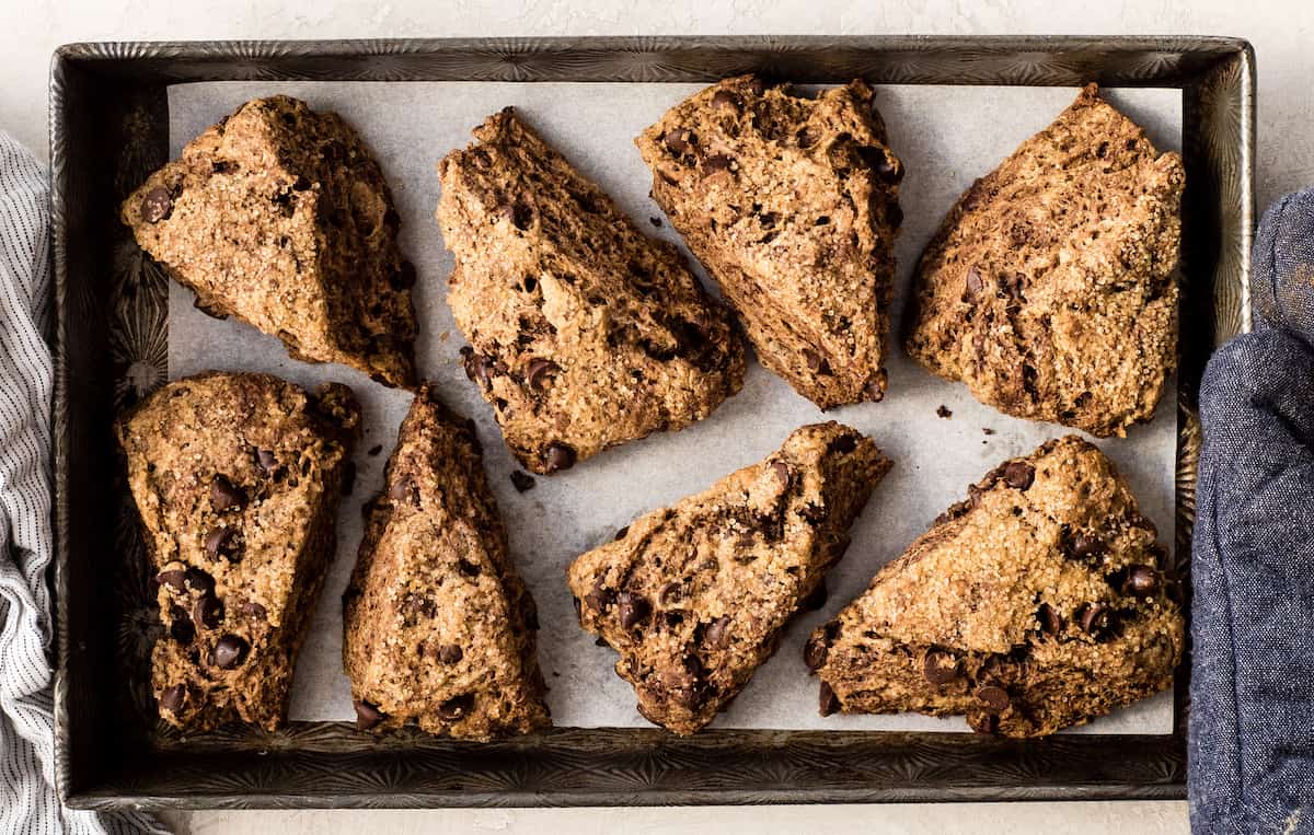 How to Make Chocolate Scones -on the baking sheet after baking