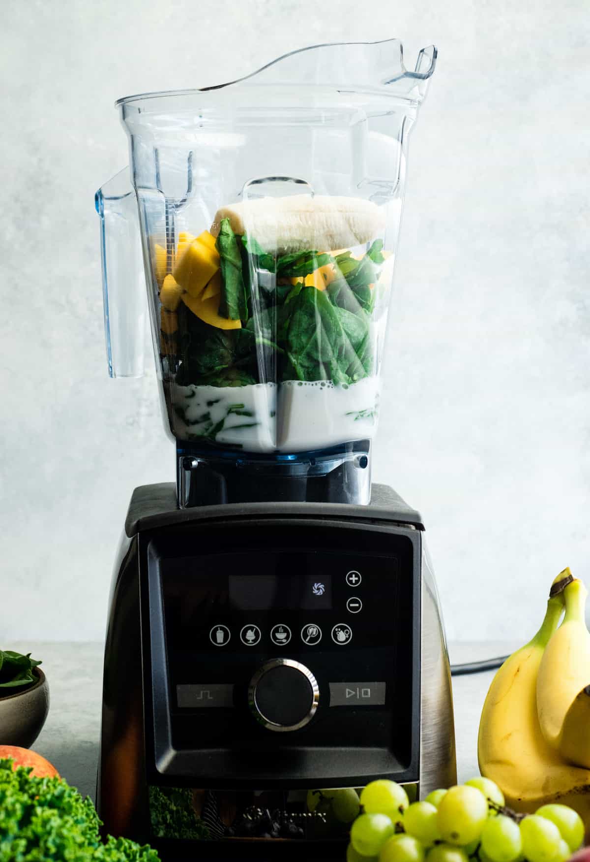 ingredients in a Vitamix A3500 blender to make this Green Smoothie Recipe