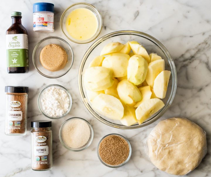 overhead view of the ingredients in this Best Apple Pie Recipe