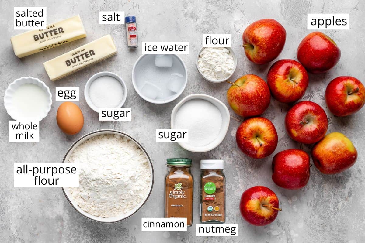 overhead view of the ingredients in this Apple Pie Recipe