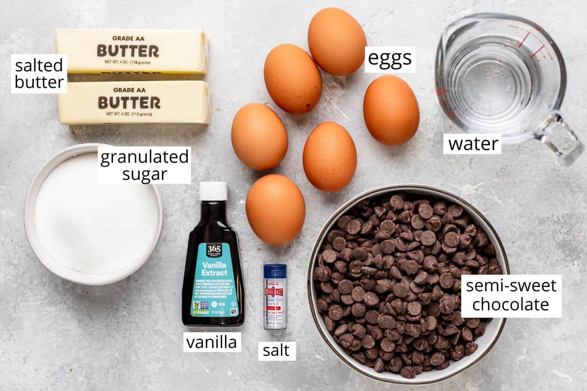 overhead photo of the ingredients in this Flourless Chocolate Cake recipe